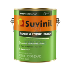 Tinta Acrílica Suvinil Rende & Cobre Muito Branco Fosco - Galão 3,6L