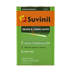Tinta Acrílica Suvinil Rende & Cobre Muito Branco Fosco - Lata 18L
